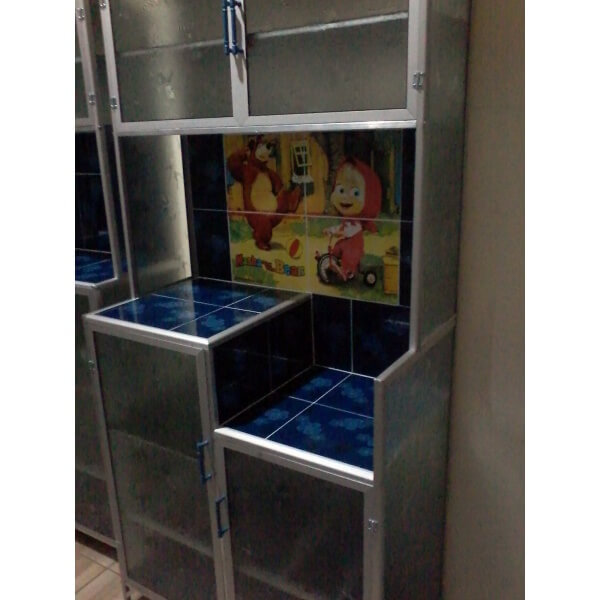  Rak  Piring  Aluminium  Magic Com 2 pintu warna biru 