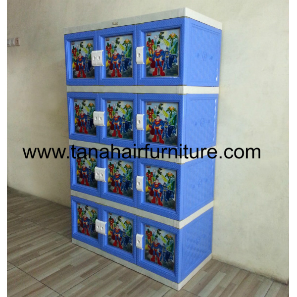  Lemari  Plastik  Akako Jumbo 12  pintu  biru superman 