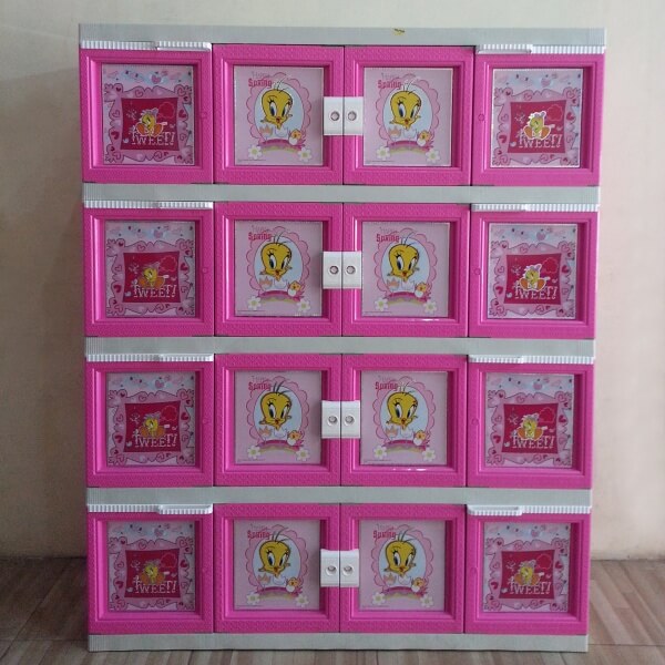  Lemari  Plastik  Akako  Super Jumbo 16 pintu  warna pink 