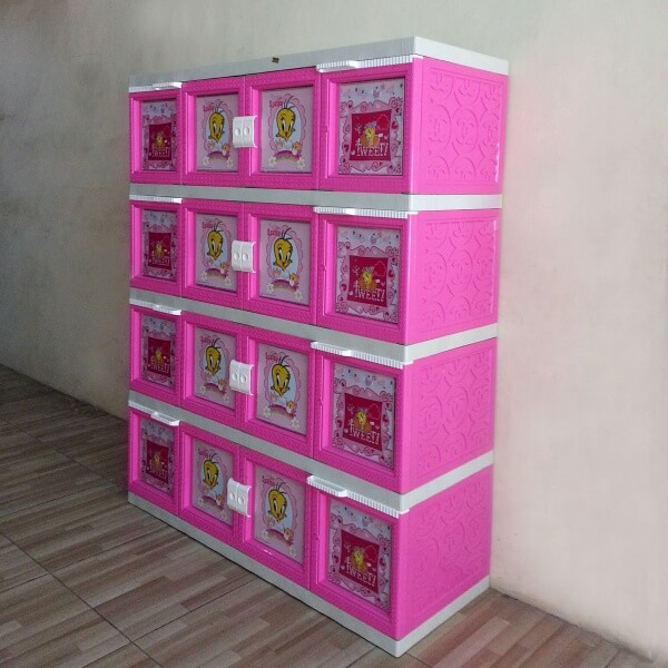  Lemari  Plastik  Akako  Super Jumbo  16 pintu warna pink 