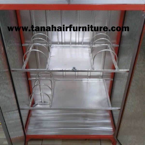  Rak Piring Aluminium Full Box  2 pintu warna orange 