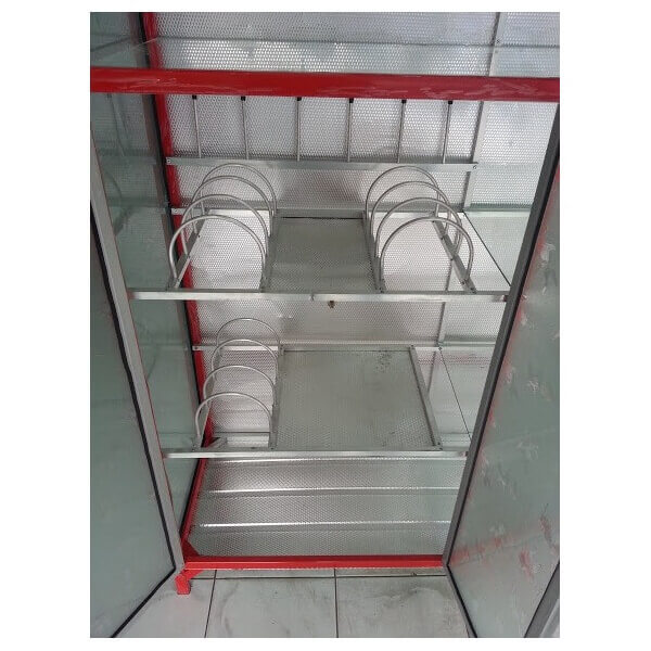  Rak Piring Aluminium Full Box  3 pintu tampak dalam 