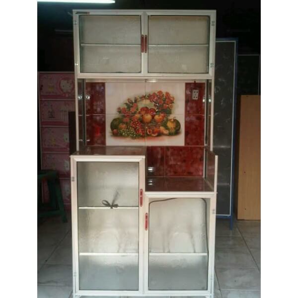  Rak  Piring  Aluminium  Magic Com 2 pintu tampak depan 