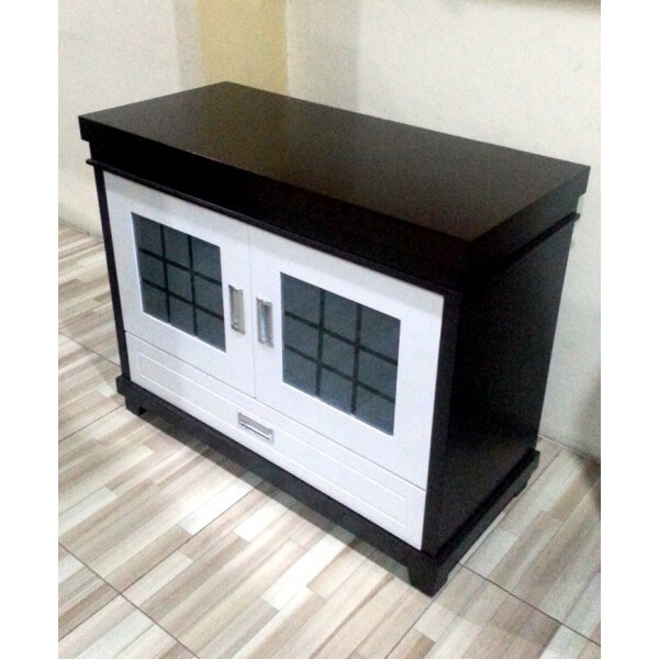  Rak  TV  Duco minimalis 100 cm putih coklat tua tampak 